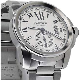 Cartier Calibre de Silver Dial Stainless Steel Automatic Skeleton Men's Watch