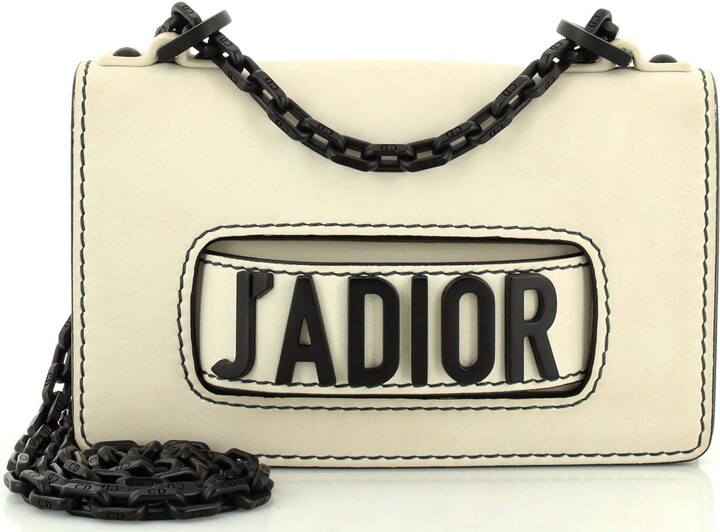 Christian Dior Grained Calfskin J'Adior Mini Chain Flap Bag Off White 
