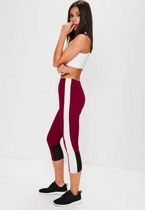 Missguided Active Burgundy Panel Leggings, Red