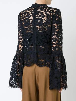 Aula flared cuff lace detail top