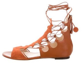 Etro Leather Lace-Up Sandals