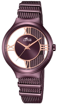 Lotus Women's Quartz Watch with Purple Dial Analogue Display and Purple Stainless Steel Plated Bracelet 18335/1