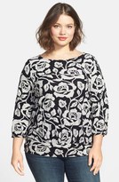 Thumbnail for your product : Lucky Brand 'Rose Vine' Print Top (Plus Size)