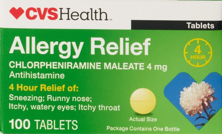 CVS 4HR Allergy Relief Chlorpheniramine Maleate, 100 CT