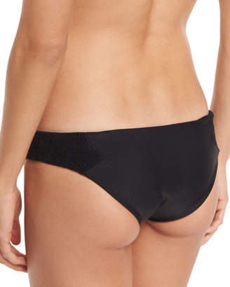 Tori Praver Swimwear Bethany Smocked Solid Swim Bikini Bottom, Black