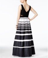 Thumbnail for your product : Xscape Evenings Petite Illusion-Inset Striped Ball Gown