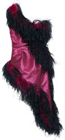 Thumbnail for your product : 16Arlington Asymmetric One-shoulder Feather-embellished Lame Dress