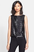 Thumbnail for your product : Alice + Olivia 'Amal' Leather Appliqué Top