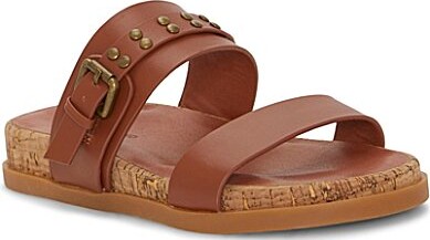 Lucky Brand Dineesa Studded Leather Double Band Flat Sandals