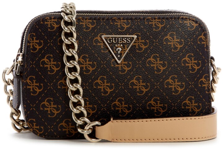GUESS Sestri Convertible Crossbody Flap, Latte Logo/Brown: Handbags