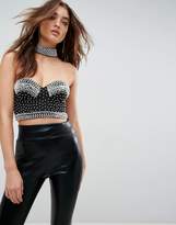 Thumbnail for your product : ASOS Choker Bralette with Pearl Beading