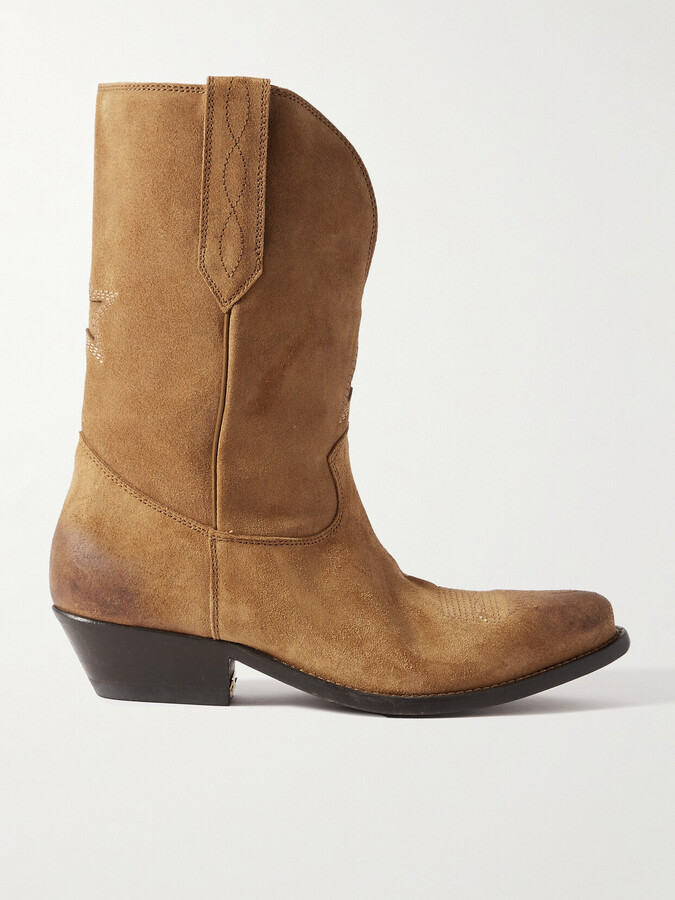 Golden Goose Low Wish Star Suede Cowboy Boots - Brown