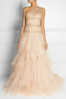 Thumbnail for your product : Marchesa One-shoulder embellished lace and tulle gown
