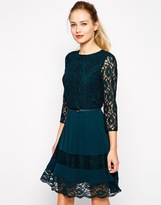 Thumbnail for your product : B.young Oasis Lace Belted Skater Dress