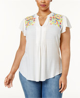 Thumbnail for your product : Melissa McCarthy Trendy Plus Size Embroidered Top