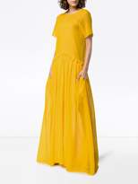 Thumbnail for your product : Rosie Assoulin semi sheer ruffle long silk dress