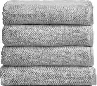 White Classic Luxury 100% Cotton Bath Towels Set of 4 - 27x54 Silver
