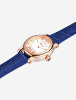 Thumbnail for your product : Chopard 275362-5001 Happy Sport Oval 18ct rose-gold, diamond and alligator-embossed leather watch