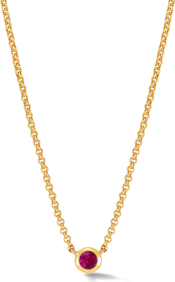 Dower & Hall Ruby Round Dewdrop Pendant In Gold Vermeil