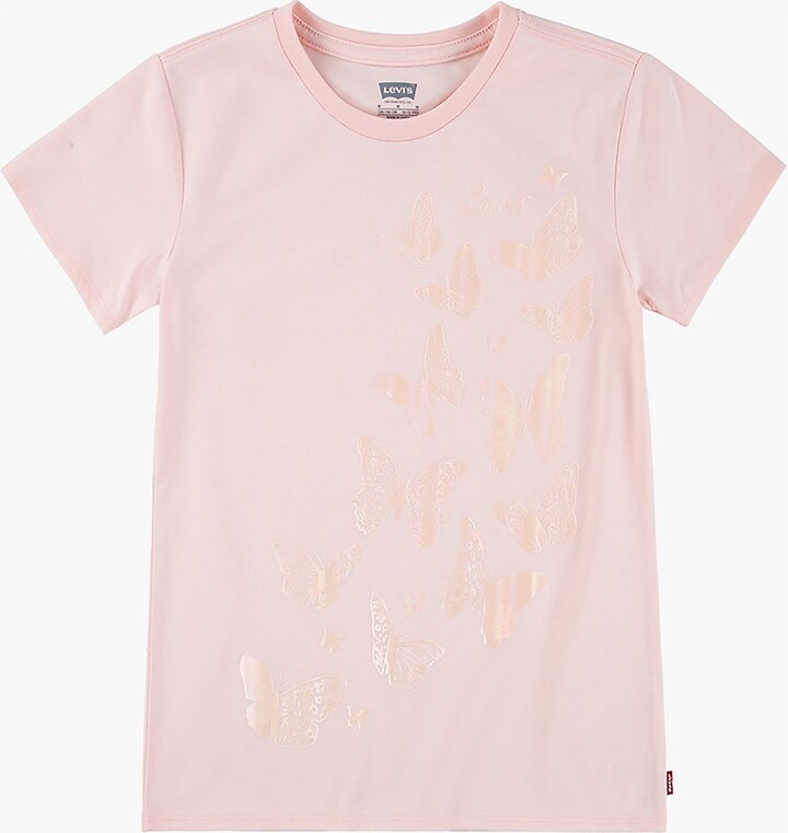 Levi's Pearl Butterfly Graphic Tee Big Girls S-XL T-Shirt - English Rose