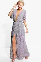 Thumbnail for your product : boohoo Boutique Sequin Plunge Maxi Bridesmaid Dress