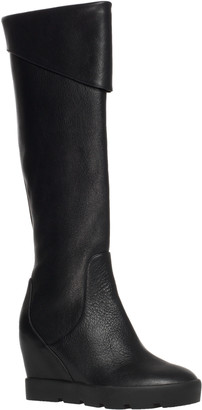 Max Studio Zuni Leather Wedged Lug Soled Tall Boots
