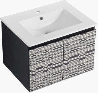 Wrought Studio 24'' Floating Wall-Mounted Bathroom Vanity With Ceramics Sink & Soft-Close Cabinet Door, Patio Pattern