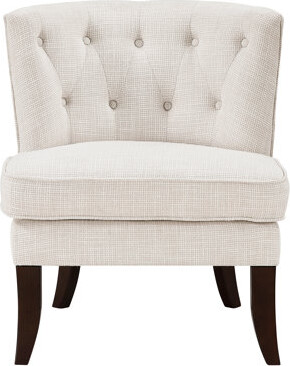 Latitude Run Classic Beige Chair With Delicate Button Tufting, Solid Wood Legs For A Touch Living Area, Elegant