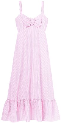 Kate Spade Seersucker Stripe Bow Midi-Dress