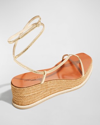 Jimmy Choo Drive Metallic Wedge Espadrille Sandals - ShopStyle