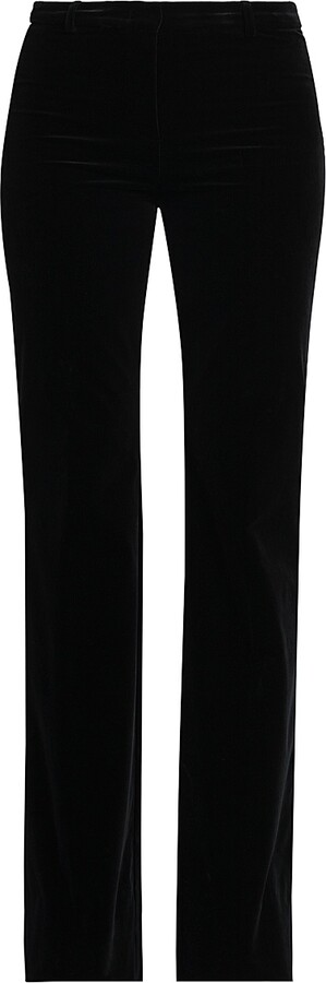 Women's Velvet Low-Rise Boot-Cut Pants - Black - Size 4