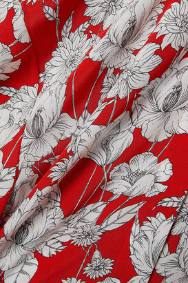 Jason Wu Jason Wu - Belted Floral-print Silk-crepe Playsuit - Red