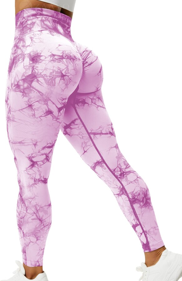 ZAAYO Tie Dye Gym Leggings Seamless for Women Scrunch Bums