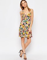 Thumbnail for your product : Club L Cami Skater Dress in Sunflower Print with Strap Back Detail