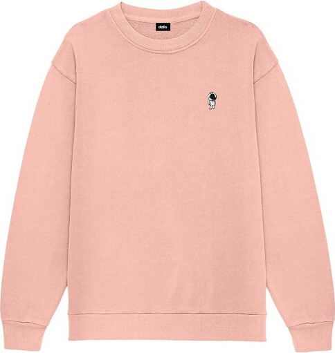 DalixAstronautEmbroideryRelaxedCrewneckSweatshirtSoftFleeceFitLoungeMensinPinkMMedium