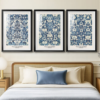 Wildon Home WM MORRIS Series DXXIV -Custom Framed Premium Print W Matt - 3 Pieces