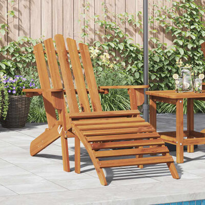 Winston Porter Patio Adirondack Chair with Footrest Solid Wood Acacia
