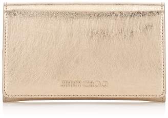 Jimmy Choo MARLIE Gold Etched Metallic Spazzolato Leather Continental Wallet
