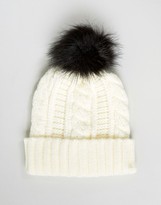 Thumbnail for your product : 7X Knitted Beanie Hat With Faux Fur Pom Pom