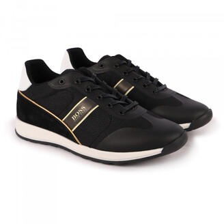 HUGO BOSS Golden Logo Sneakers with Mesh Detailing in Black - ShopStyle  Boys' Shoes