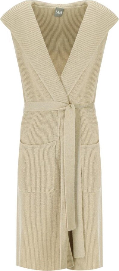 MM Max Mara Badesse Cream Sleeveless Long Cardigan