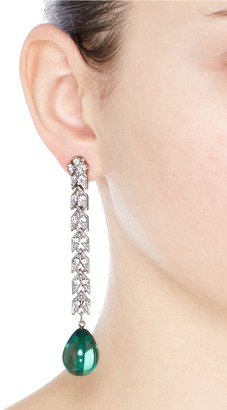 Kenneth Jay Lane Pear drop glass crystal pavé chain earrings