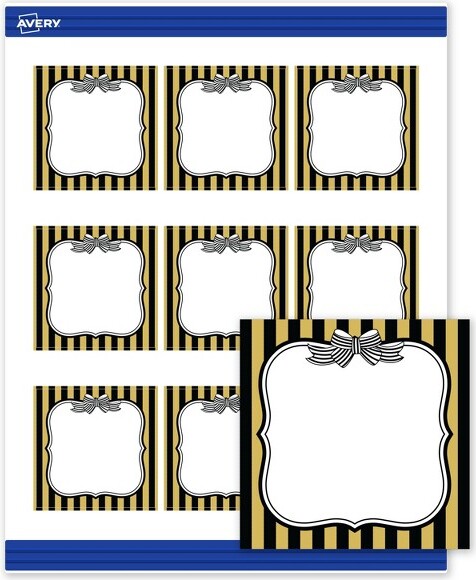 AveryBusinessCards,2.5"x2.5",Gold&BlackStripeswithBow