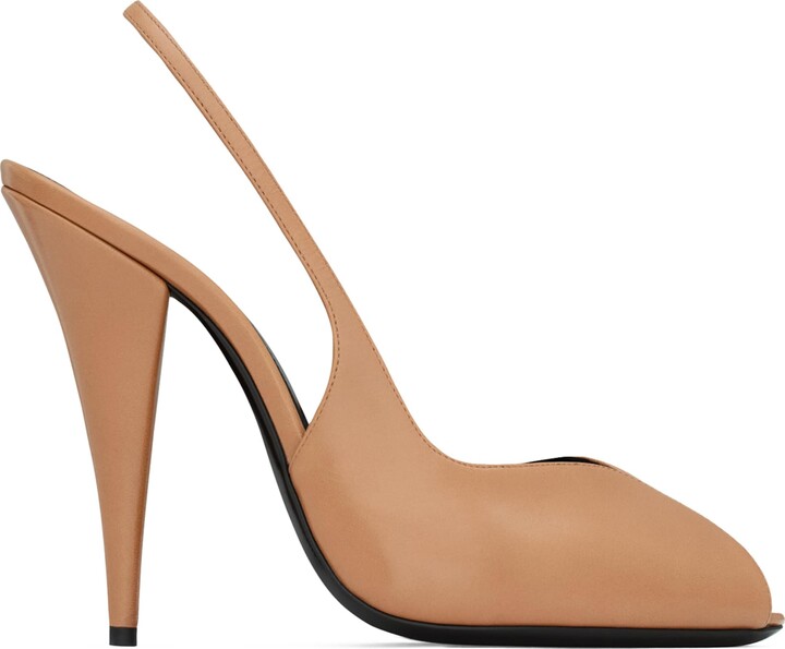 Saint Laurent Leather Page Peep Toe Sandals 110