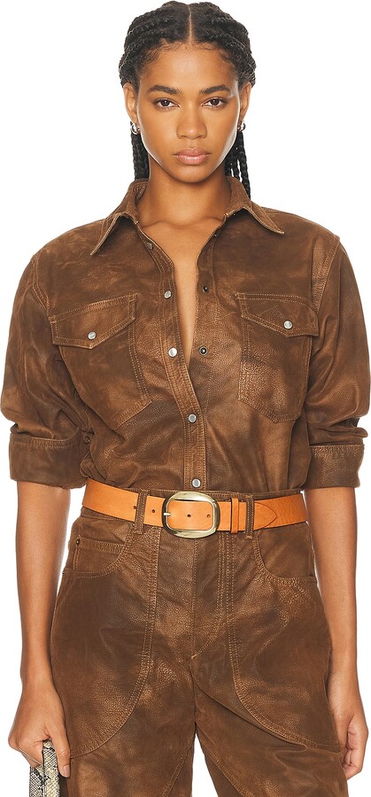 Etoile Isabel Marant Karima Button Up Top in Brown