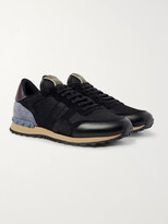 Thumbnail for your product : Valentino Garavani Rockrunner Mesh, Leather And Suede Sneakers