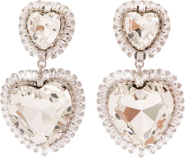 Alessandra Rich oval-shape crystal earrings - Silver