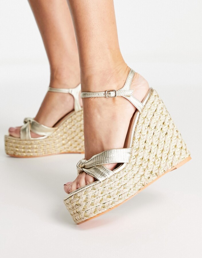 gold platform wedges