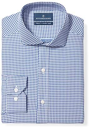 Buttoned Down Men's Tailored Fit Spread-Collar Pattern Non-Iron Dress Shirt