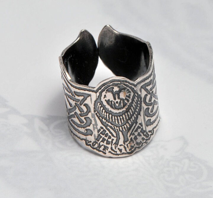 Etsy sterling Silver Owl Ring Celtic Bird Adjustable Goddess Ring